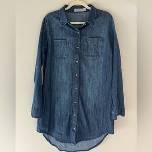 Judy Blue Denim Long Sleeve Button-Up Shirt Dress